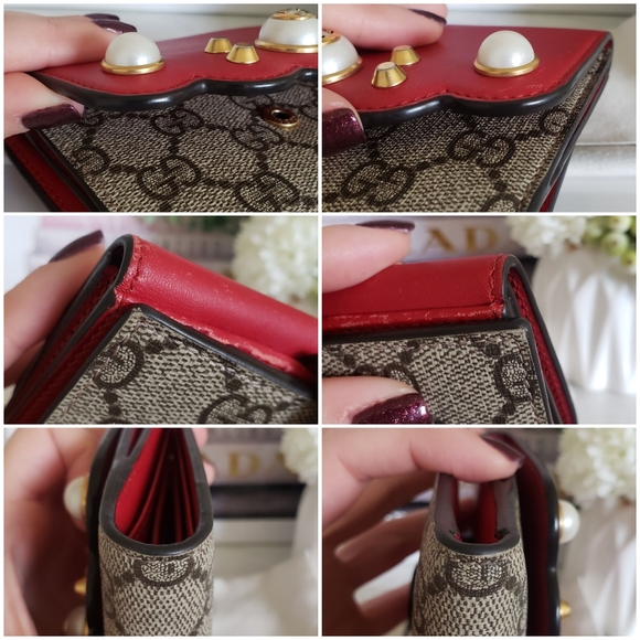 Authentic Pre-owned Gucci Peony Pearl Studded Compact Flap Wallet - Picture 12 of 16